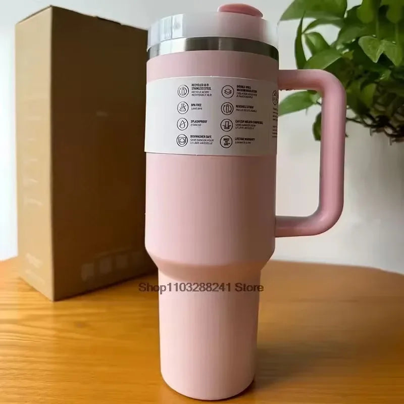 2025New Arrivals Thermal Coffee Cup with Straw Stainless Steel Vacuum Insulated Tumbler 40oz Thermal Iced Travel Cup for Outdoor