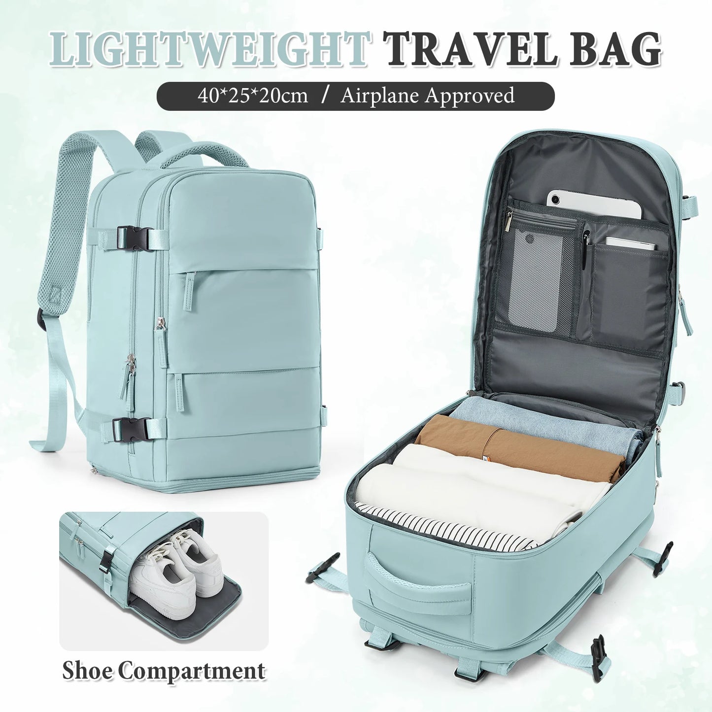 Women Men Hand Luggage Backpack Business College Laptop Travel Backpack Waterproof Carry on mochila viaje cabina avion 40x20x25