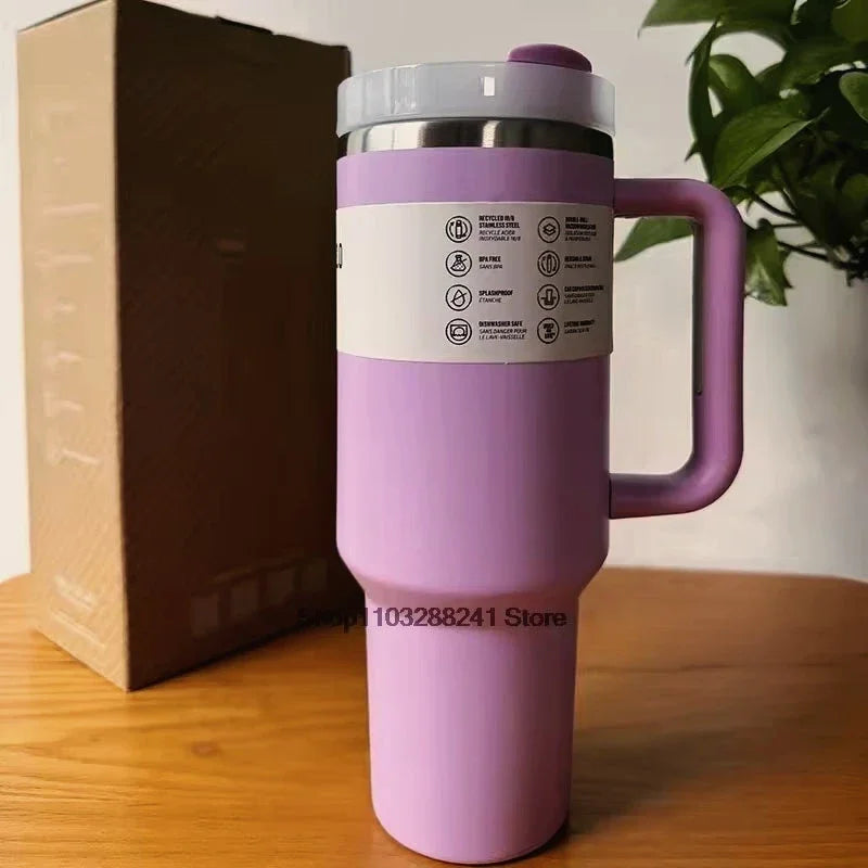 2025New Arrivals Thermal Coffee Cup with Straw Stainless Steel Vacuum Insulated Tumbler 40oz Thermal Iced Travel Cup for Outdoor